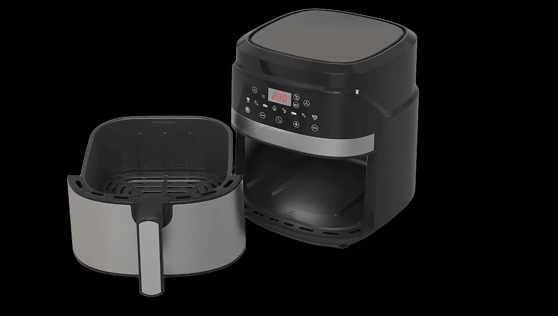 What effect does the temperature setting of the air fryer have on food?